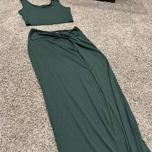 SHEIN Dark Green Skirt Set